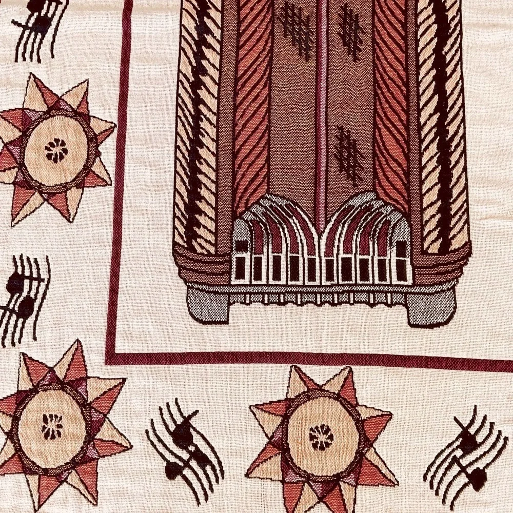 Vintage Beacon Cotton Woven Jukebox Throw Blanket Reversible Music Theme 50x60